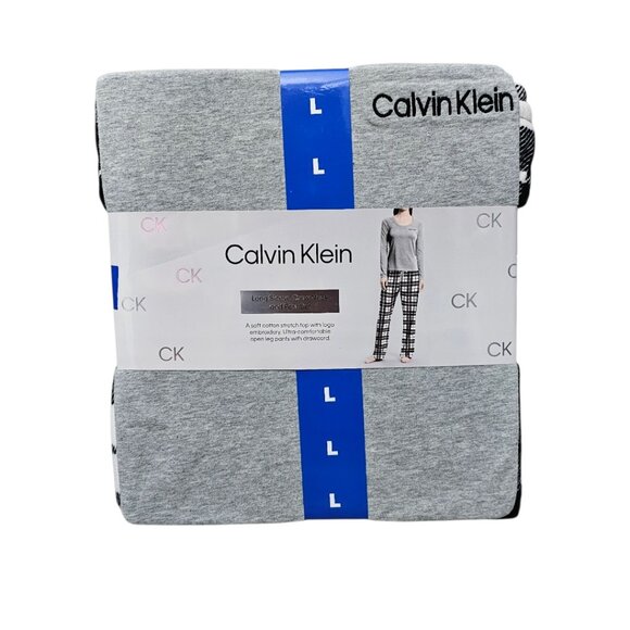Calvin Klein New 2-piece Long Sleeve Crew Neck & Pant Fleece Pajama Lounge Set - Picture 2 of 5
